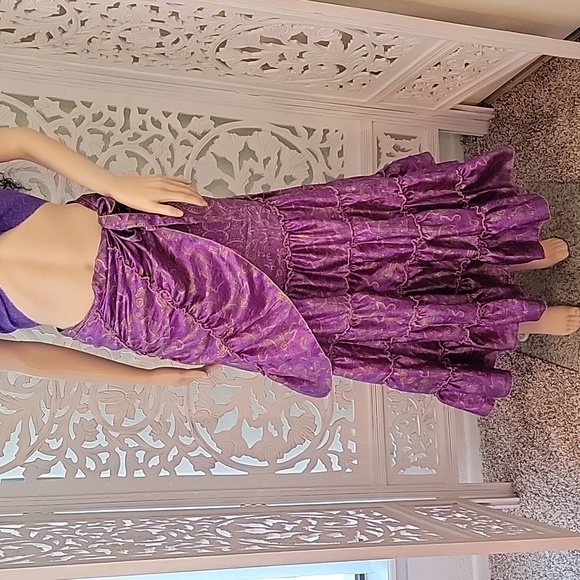 Brand New Purple Silk Boho Wrap Maxi Skirt - Picture 3 of 3